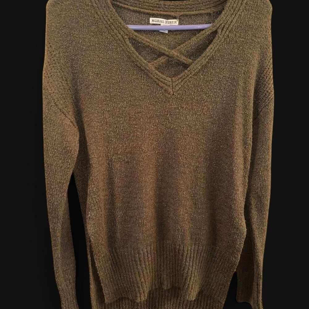 Moral-fiber Women's Brown and Green Jumper